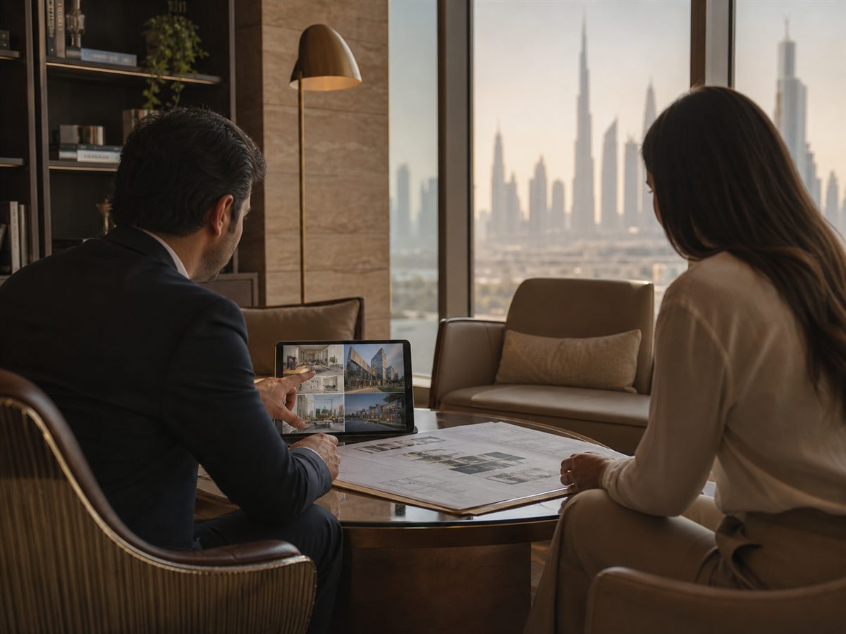 Real estate advisor and investor reviewing a property portfolio
